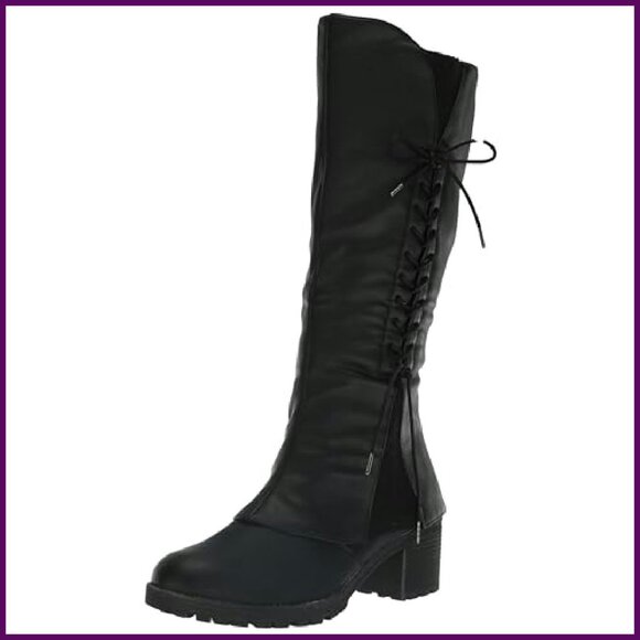 Water-Resistant Tall Boots with Block Heel & Side Zip, Half Sizes - Picture 2 of 8